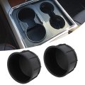 2pcs Cup Holder Insert Liner Set Center Console Black Rubber Automotive Interior Accessories