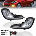 Fit For 2012-2017 Hyundai Accent Pair Fog Lights Bumper Lamps Full Kit With Switch And Harness Clear Lens 