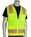 Pip 302-0500-yel Xl Ansi Class 2 Two-tone Six Pocket Surveyors Vest With Solid Front And Mesh Back 