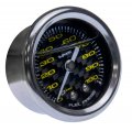 Vms Racing 0-100 Psi Liquid Filled Fuel Pressure Gauge With Adapters Kit In Real Black Carbon Fiber Face Yellow Numbers