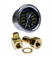 Vms Racing 0-100 Psi Liquid Filled Fuel Pressure Gauge With Adapters Kit In Real Black Carbon Fiber Face Yellow Numbers
