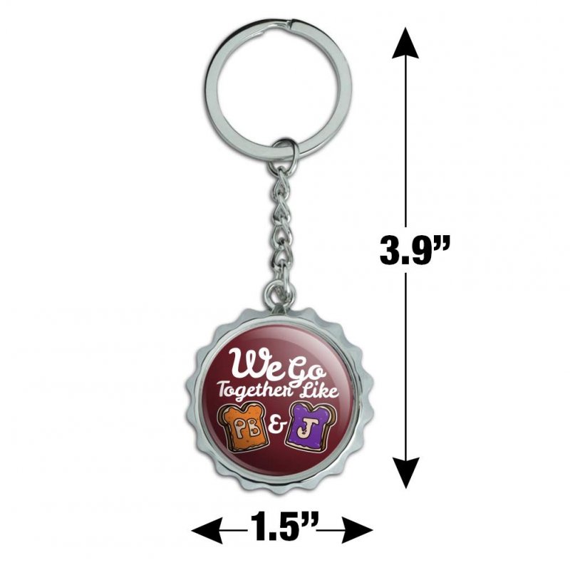 Peanut Butter And Jelly Together Pb J Best Friends Keychain Chrome Plated Metal Pop Cap Bottle Opener