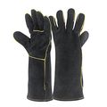 Welding Gloves Heat Resistant Cow Split Leather Bbq Camping Cooking Baking Grill Welder Fireplace Stove Pot Holder Workplace 