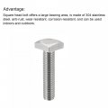 Uxcell Square Head Bolt 2pcs M6x25mm Fully Thread 304 Stainless Steel Grade C Machine Screws