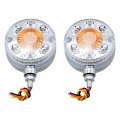 Astra Depot 2pcs Of 24 Led Double Face Light 3 Round Red Amber White Chrome Pedestal Lights Sealed Clear Lens Fender Mount Stop