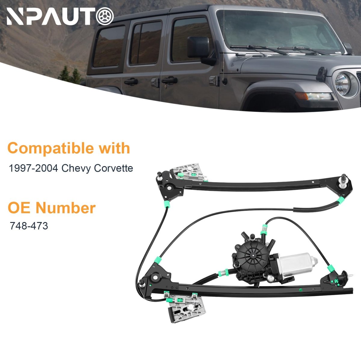 Front Passenger Side Power Window Regulator With Motor For Chevy Corvette 1997 To 2004 748-473 Right Replacement