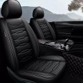 Universal Fit Car Seat Covers 5 Seats Set Black Pu Leather And Sponge Pads For Front Rear Waterproof Full Coverage Protection 
