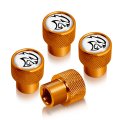 Dodge Srt Hellcat In White On Golden Premium Anodized Aluminum Tire Valve Stem Caps Set Of 4 