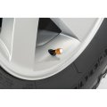 Dodge Srt Hellcat In White On Golden Premium Anodized Aluminum Tire Valve Stem Caps Set Of 4