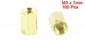 Uxcell 100 Pcs Hex Hexagon Female Nut Brass Standoff Spacer M3x7 M3 7mm