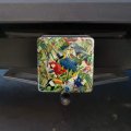Tropical Birds Parrot Macaw Toucan Pattern Tow Trailer Hitch Cover Plug For 1 25 In Receivers Black Abs Plastic With Uv