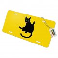Graphics More Black Cat Lifting Leg And Licking Novelty Metal Vanity Tag License Plate