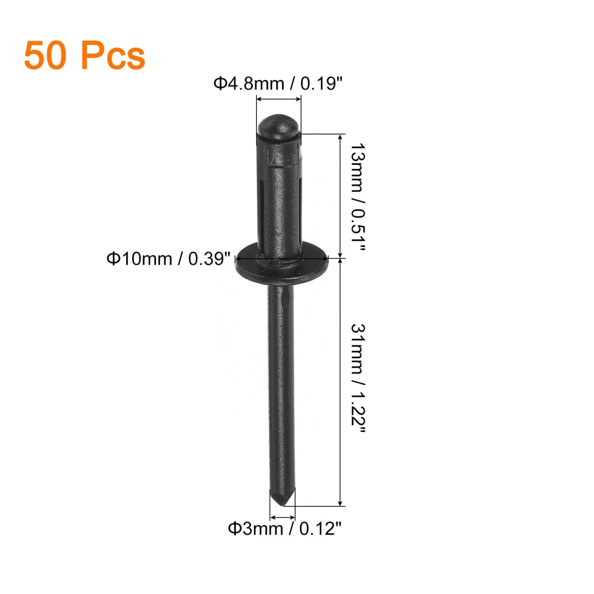 50pcs 3 16 X1 2 Aluminum Round Head Tri Grip Rivets Assortment Bulb Style For Diy Sheet Metal Automotive Repairs Furniture