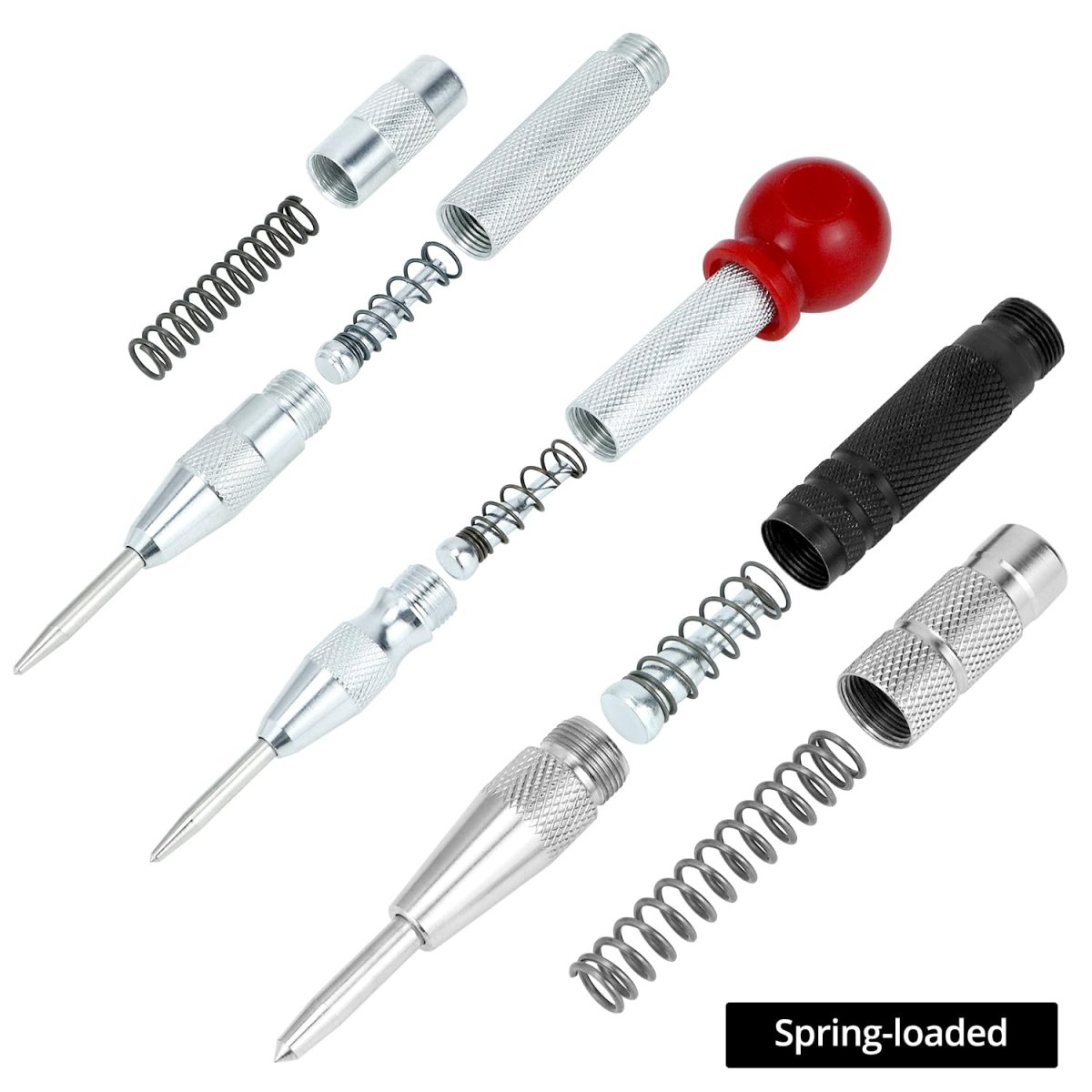 4 Pack Automatic Center Punch Tool Set Includes 5 6es Brass Shell Punch Mark Tile Cutter Pen And Carry Case