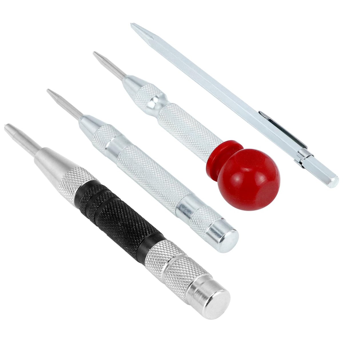 4 Pack Automatic Center Punch Tool Set Includes 5 6es Brass Shell Punch Mark Tile Cutter Pen And Carry Case