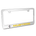 Ford Mustang Yellow In 3d On Mirror Chrome Metal License Plate Frame Official Licensed