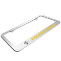 Ford Mustang Yellow In 3d On Mirror Chrome Metal License Plate Frame Official Licensed