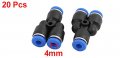 Uxcella 20pcs 4mm Dia Y Type 3 Ways Tube Hose Pneumatic Air Quick Fitting Push In Connector