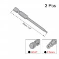 Uxcell 3 Pcs H2 5 5mm Ball End Screwdriver Bits S2 Steel Magnetic 2 6 Inch Long Drill Bit With 1 4 Hex Shank