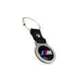 M Medallion Keychain 82125b4fe94 Stainless Steel And Genuine Leather Sporty Branded Silver Key Ring With Twist To Open Braided 