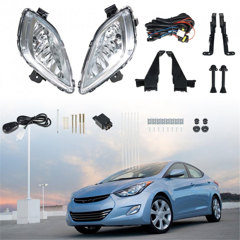 Fog Lights Assembly For Elantra 2011 2012 2013 2 Piece Set With Wiring Harness And Switch Kit Driver Passenger Side Clear