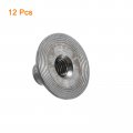 Uxcell M4 T-nuts 12pcs Carbon Steel Tee Nut Round Base Weld Nuts 8mm Height Through Hole Flange Insert Female Thread Plate Dark