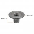 Uxcell M4 T-nuts 12pcs Carbon Steel Tee Nut Round Base Weld Nuts 8mm Height Through Hole Flange Insert Female Thread Plate Dark