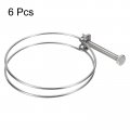 Uxcell 6pcs Double Wire Hose Clamp 103-110mm Adjustable Stainless Steel Clips With M8 Bolt For Dust Collection Pump Pipe