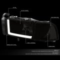 Led Drl L-bar Tinted Housing Clear Corner Headlight Lamps Tool Kit Compatible With Dodge Ram Truck 94-02