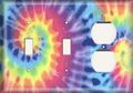 Two Switch One Duplex Receptacle Plate Tie Dyed 