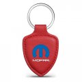 Ipick Image For Mopar Logo Soft Real Red Leather Shield-style Key Chain