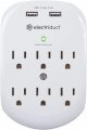 2 4a Wall Power Station With 6 Ac Outlets Usb Ports White