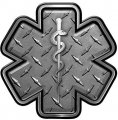 Reflective Star Of Life Emergency Response Ems Emt Paramedic Decal In Diamond Plate