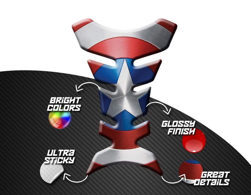 Motorcycle Tank Protector Pad Captain America Universal
