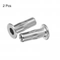 Uxcell M6 Multi-grip Rivet Nuts 2pcs Pre-bulbed Shank Flat Head Threaded Insert Nut 304 Stainless Steel Plus For Construction