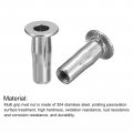 Uxcell M6 Multi-grip Rivet Nuts 2pcs Pre-bulbed Shank Flat Head Threaded Insert Nut 304 Stainless Steel Plus For Construction