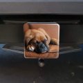 Boxer Puppy Dog Sleeping In Leather Chair Tow Trailer Hitch Cover Plug Insert