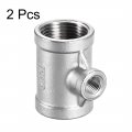 Uxcell Stainless Steel 304 Cast Pipe Fitting 1 Bspt X 4 Female Tee Shaped Connector Coupler 2pcs