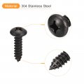 Uxcell 1 4 X 3 Phillips Pan Head Self-tapping Screw 25pcs 304 Stainless Steel Round Wood Full Thread Black