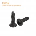 Uxcell 1 4 X 3 Phillips Pan Head Self-tapping Screw 25pcs 304 Stainless Steel Round Wood Full Thread Black