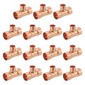 15pcs 19mm X 12 7mm Copper Reducing Tee Pressure Pipe Fitting Connectors For Plumbing Supply Refrigeration 
