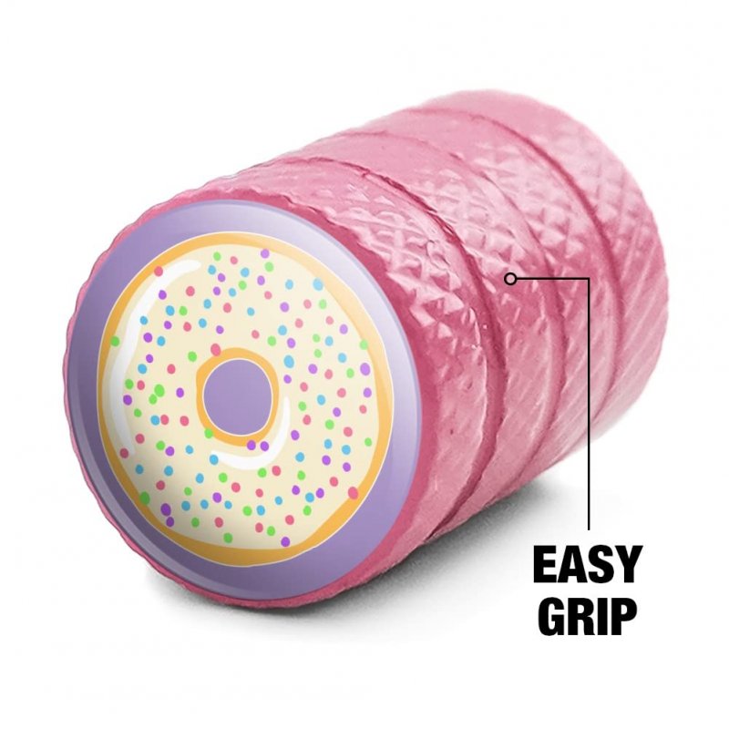 Cute Donut Pastel Sprinkles Tire Rim Wheel Aluminum Valve Stem Caps Pink Resin Topped Air Covers For Cars Trucks And Vans Set