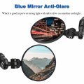 Trkimal Universal Motorcycle Mirrors Handle Bar Rear View Blue 3 Inch Round Folding End Side Mirror Anti-glare Compatible With