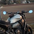 Trkimal Universal Motorcycle Mirrors Handle Bar Rear View Blue 3 Inch Round Folding End Side Mirror Anti-glare Compatible With