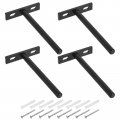 Uxcell 4pcs Floating Shelf Bracket 5 Inch Wall Mounting Blind Support Hidden For Wood Shelves Black