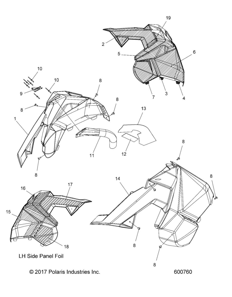 Polaris Rear Left Hand Upper Foam Side Panel Racer 600r