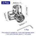 2pcs Elbow Corner Cross Structural Pipe Connectors 3 Way End Rails Clamp With Wrench Stainless Steel Fittings For Diy Shelf