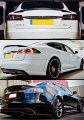 Cuztom Tuning Glossy Carbon Fiber R Sport V Style Trunk Lid Spoiler Wing Replacement Compatible For 2012-2019 Tesla Model S
