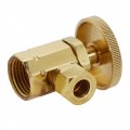 Round Handle Angle Stop Shut Off Valve 1 2 In Ipslet With 3 8 In Compression Outlet Polished Brass D103-03
