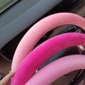 Soft Candy Color Car Steering Wheel Covers Fuzzy Plush For Women Pink Accessories 15 Inch Hot